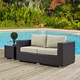 Sienna Outdoor Patio Loveseat in Espresso Beige