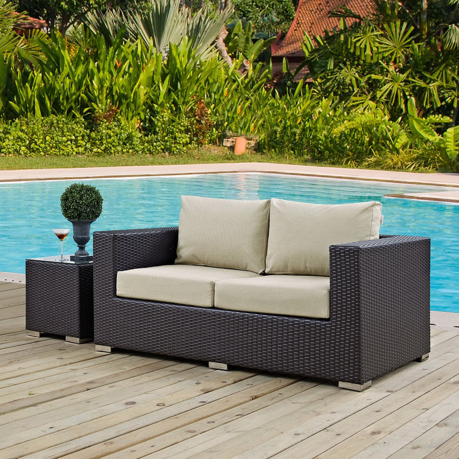 Sienna Outdoor Patio Loveseat in Espresso Beige