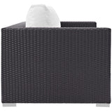 Sienna Outdoor Patio Loveseat in Espresso White