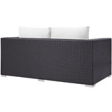 Sienna Outdoor Patio Loveseat in Espresso White