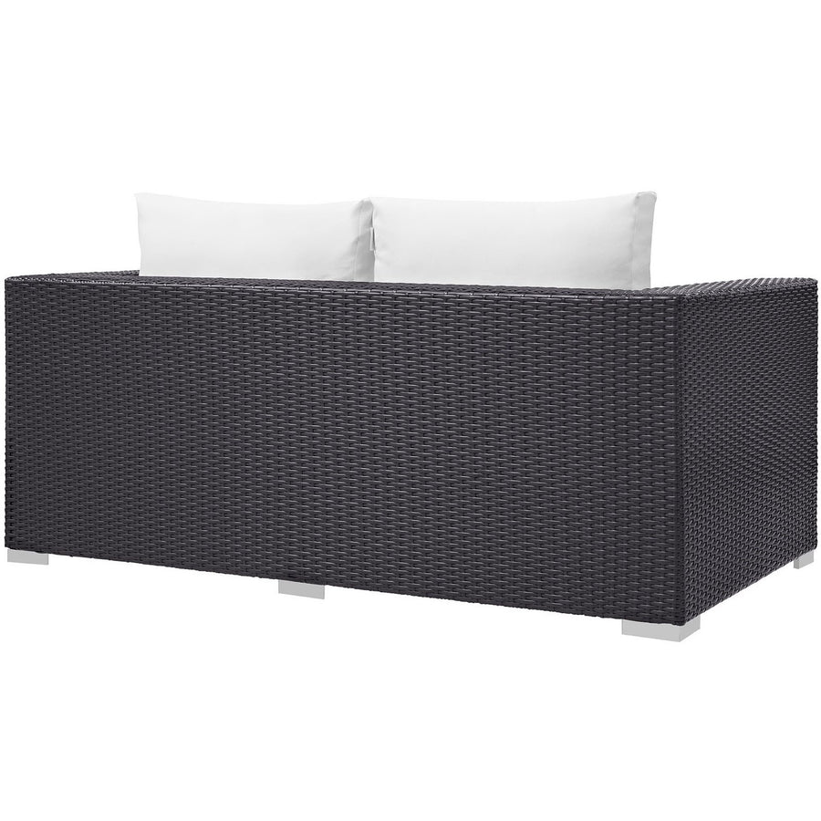 Sienna Outdoor Patio Loveseat in Espresso White