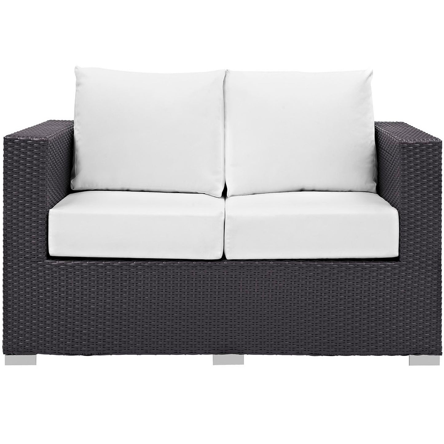 Sienna Outdoor Patio Loveseat in Espresso White