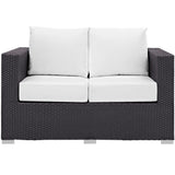 Sienna Outdoor Patio Loveseat in Espresso White