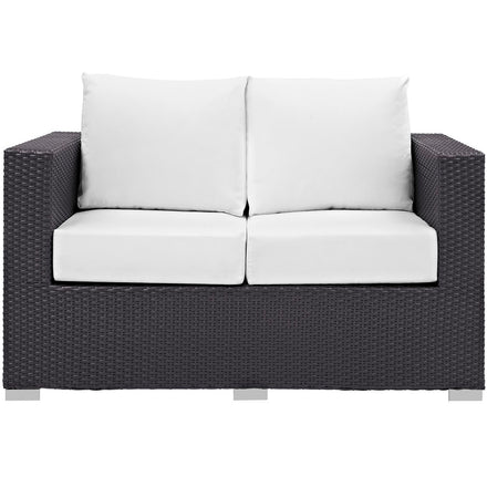 Convene Outdoor Patio Loveseat in Espresso White
