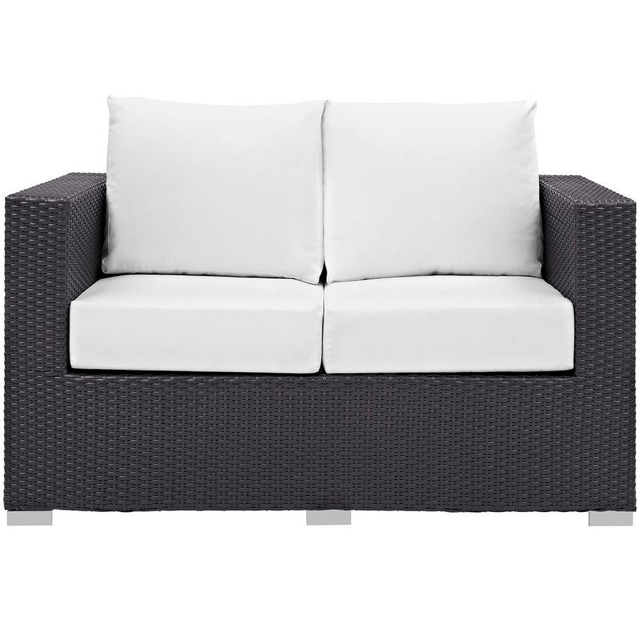 Sienna Outdoor Patio Loveseat in Espresso White