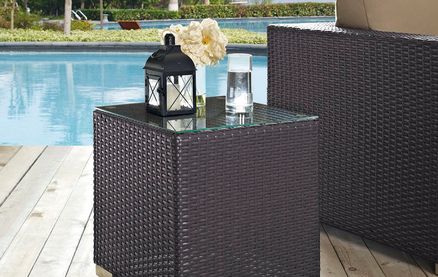 Sienna Outdoor Patio Side Table in Espresso