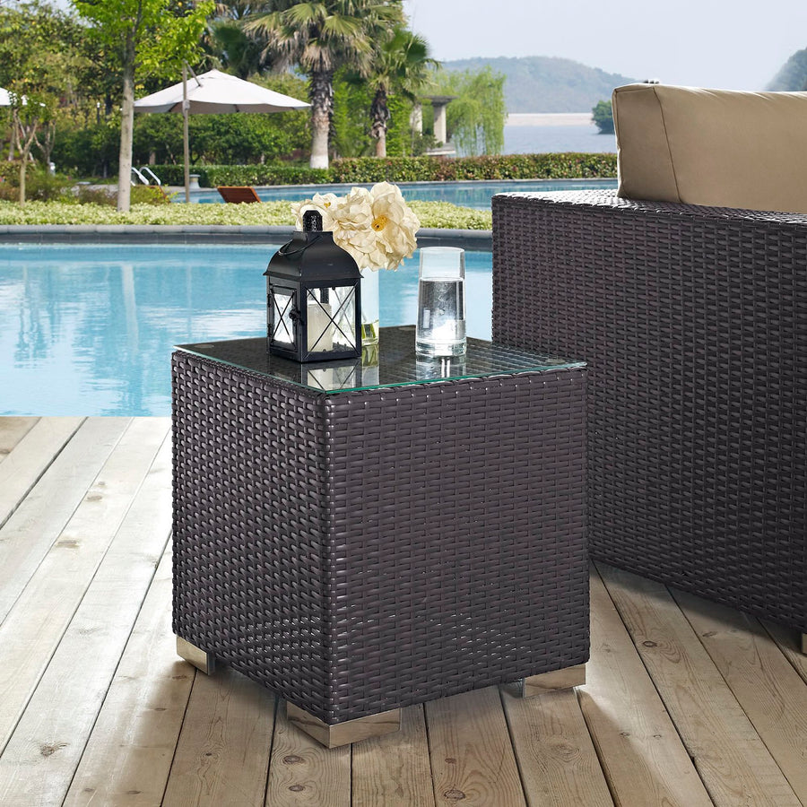 Sienna Outdoor Patio Side Table in Espresso
