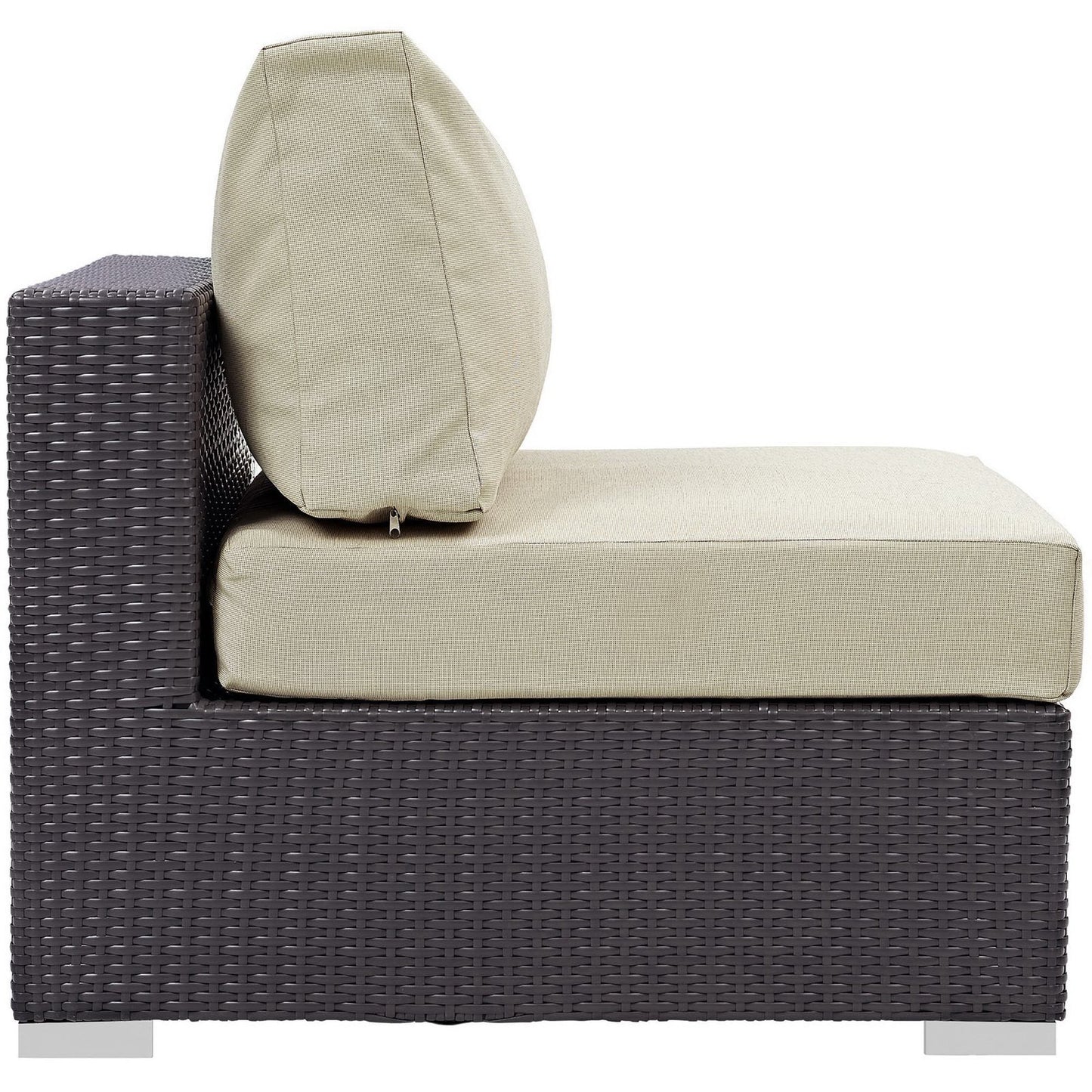 Sienna 5 Piece Outdoor Patio Sectional Set in Espresso Beige