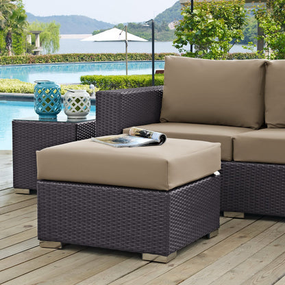 Convene Outdoor Patio Fabric Square Ottoman by Furniture For America