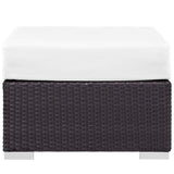 Sienna Outdoor Patio Fabric Square Ottoman in Espresso White
