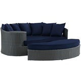 Pewter Outdoor Patio Sunbrella® Daybed in Canvas Navy