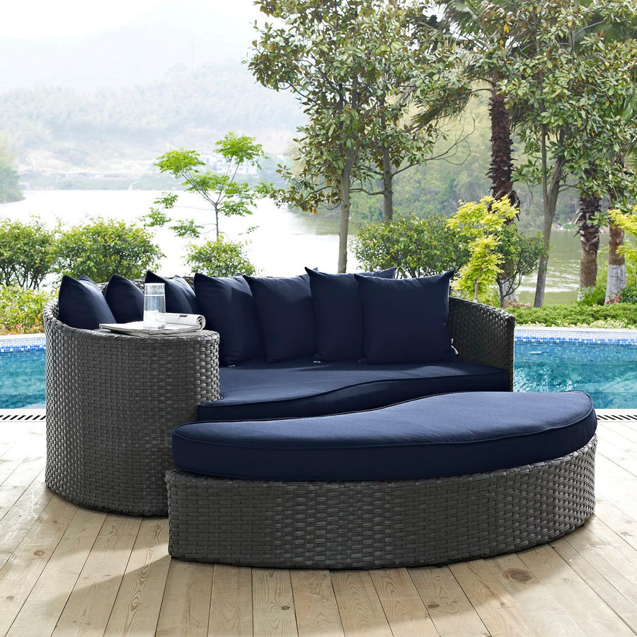 Pewter Outdoor Patio Sunbrella® Daybed in Canvas Navy