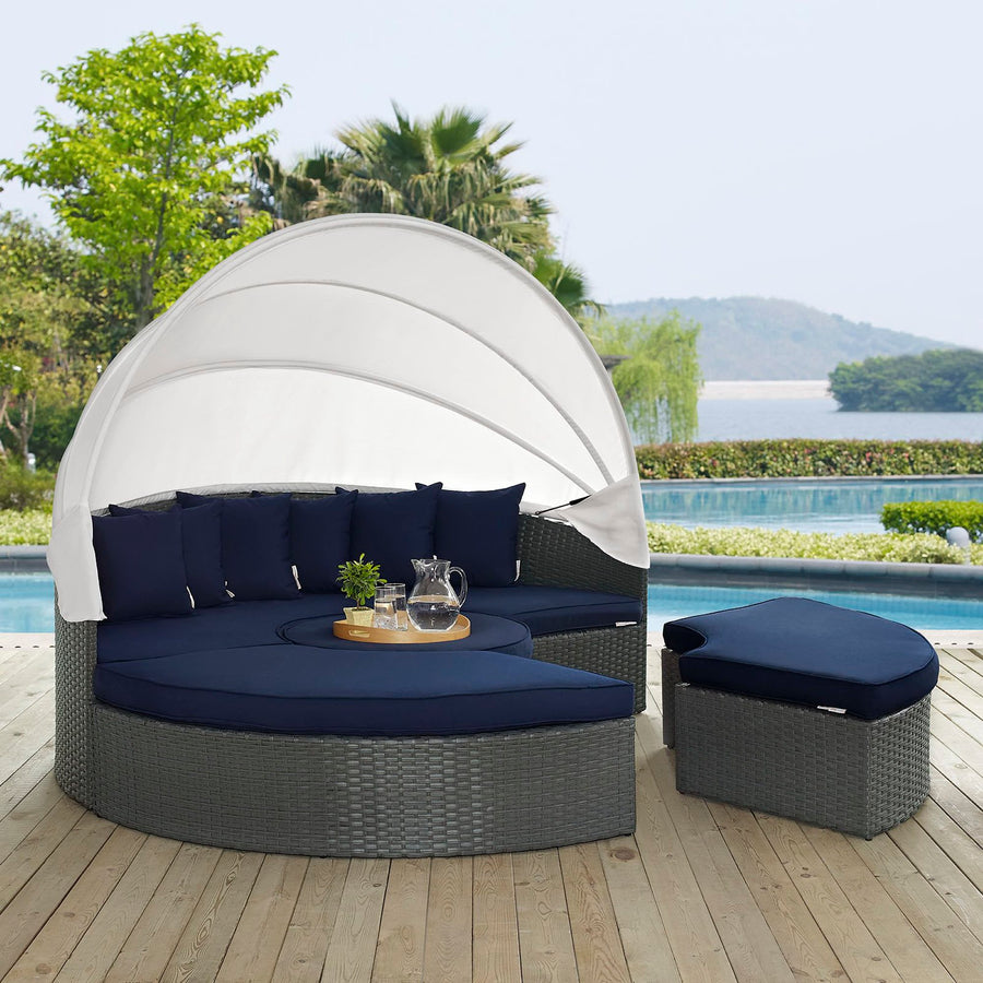 Pewter Outdoor Patio Sunbrella® Daybed in Canvas Navy