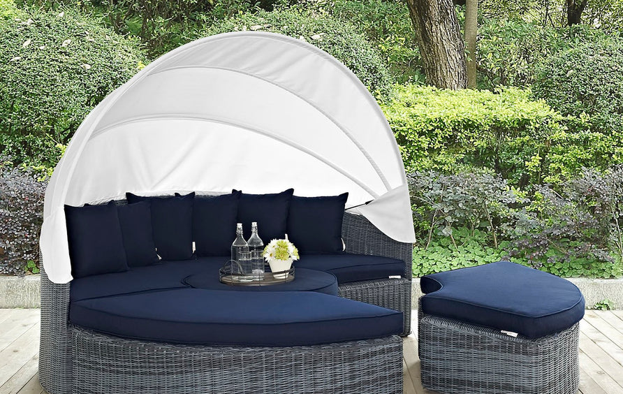 Field Canopy Outdoor Patio Sunbrella® Daybed in Canvas Navy