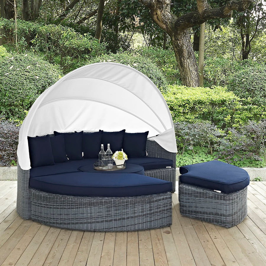 Field Canopy Outdoor Patio Sunbrella® Daybed in Canvas Navy
