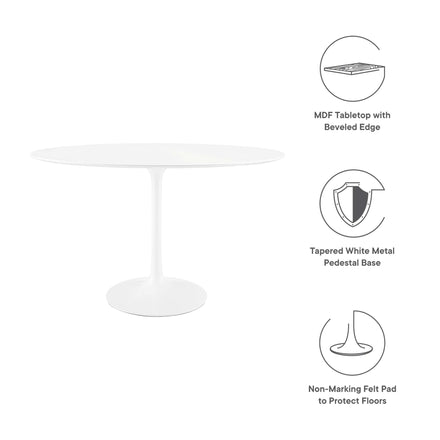 Lippa 48" Oval Wood Dining Table in White