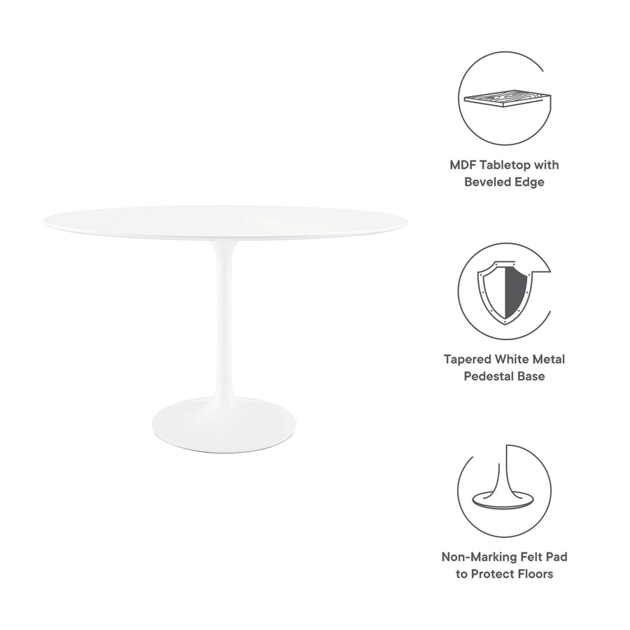 Lumen 48" Oval Wood Dining Table in White