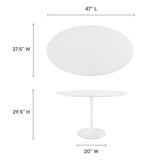 Lumen 48" Oval Wood Dining Table in White