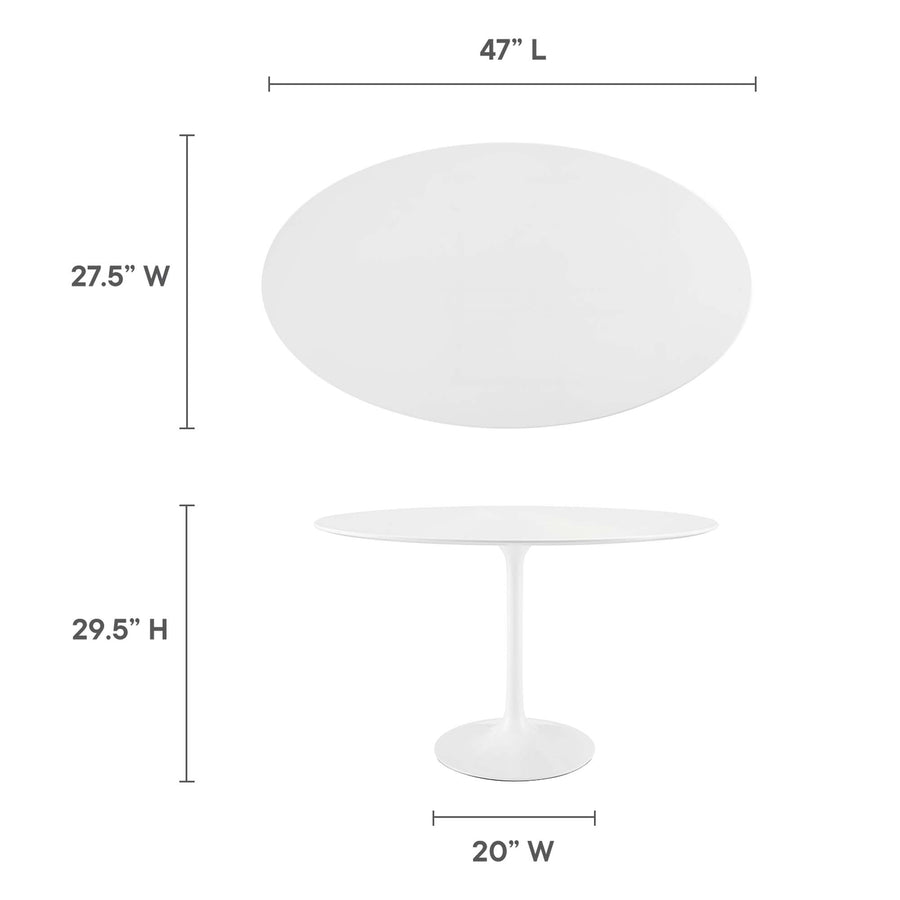 Lumen 48" Oval Wood Dining Table in White