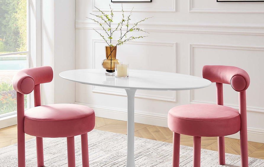 Lumen 48" Oval Wood Dining Table in White