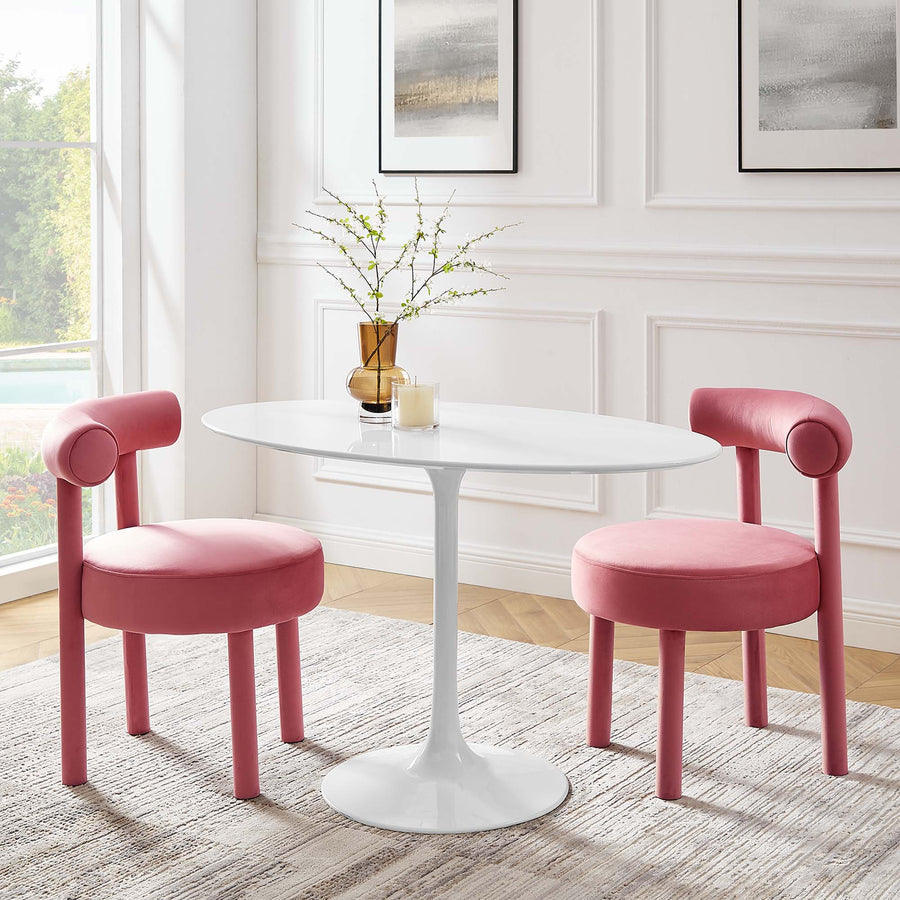 Lumen 48" Oval Wood Dining Table in White
