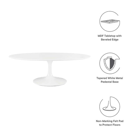 Lippa 48" Oval-Shaped Wood Coffee Table in White