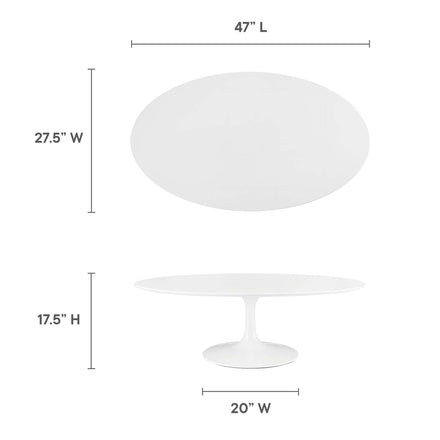 Lippa 48" Oval-Shaped Wood Coffee Table in White