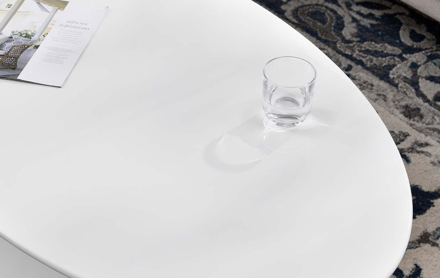 Lumen 48" Oval-Shaped Wood Coffee Table in White