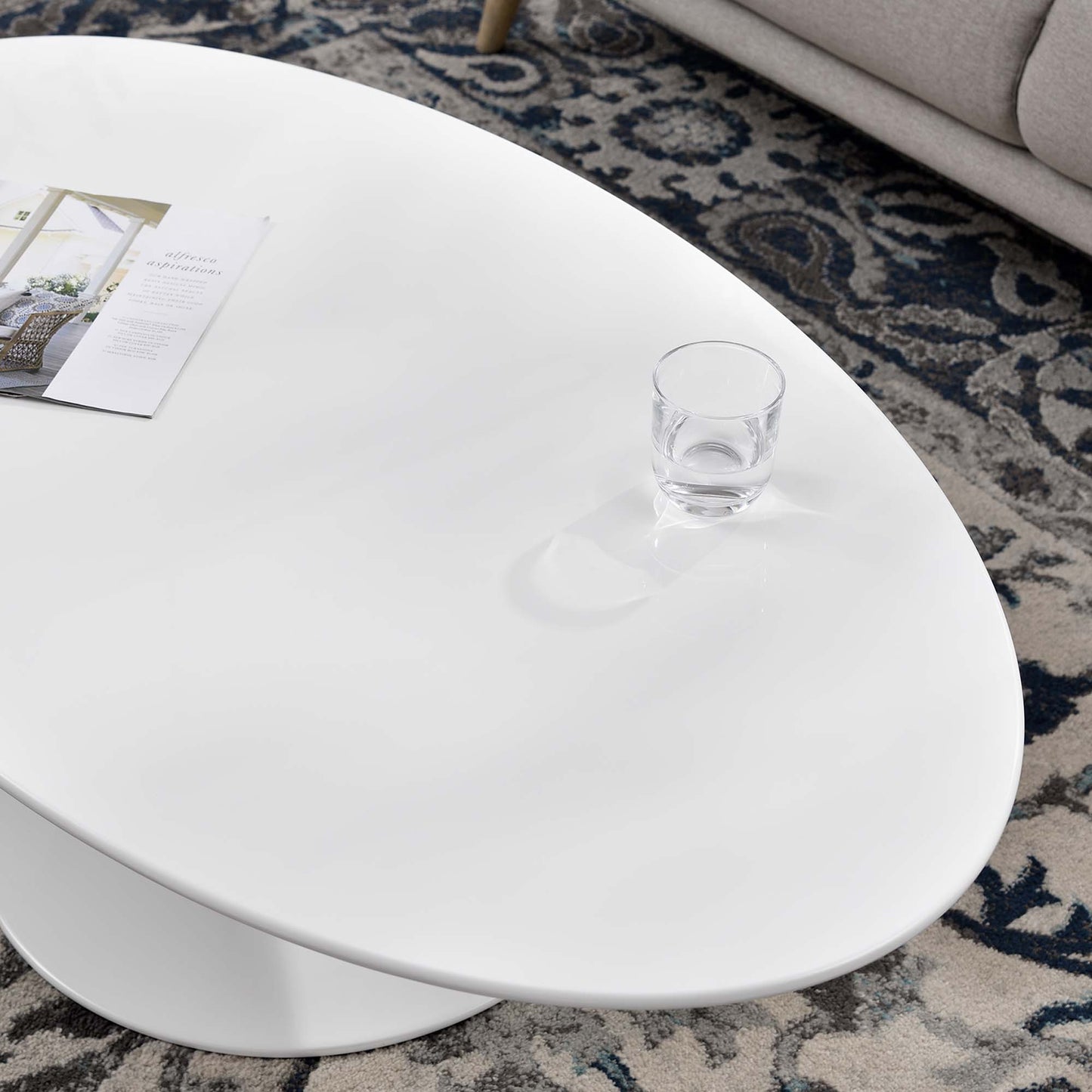 Lippa 48" Oval-Shaped Wood Coffee Table by Furniture For America