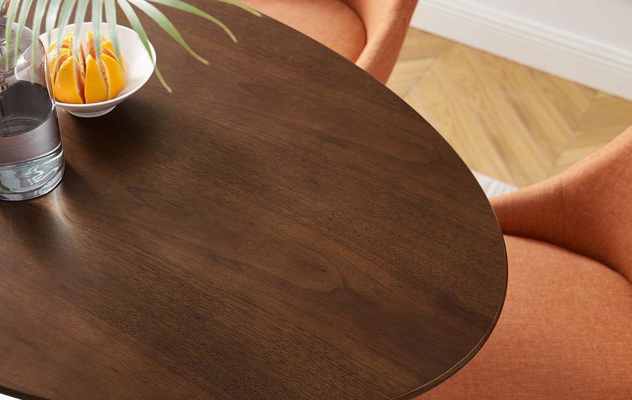 Lumen 48" Oval Wood Dining Table in Walnut