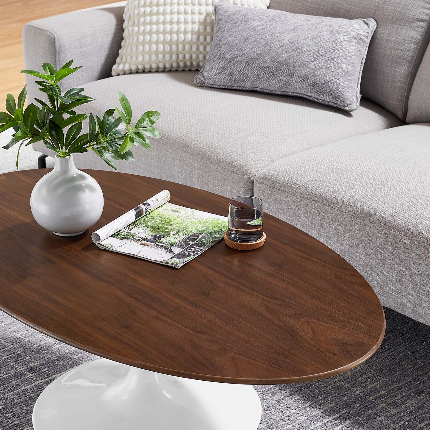 Lippa 48" Oval Wood Coffee Table by Furniture For America