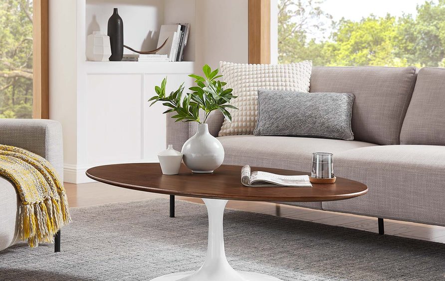 Lumen 48" Oval Wood Coffee Table in Walnut