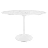 Lumen 48" Oval Faux Marble Dining Table in White