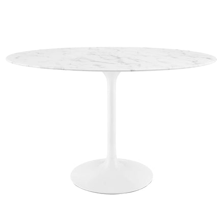 Lippa 48" Oval Faux Marble Dining Table in White