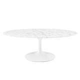 Lumen 48" Oval Faux Marble Coffee Table in White