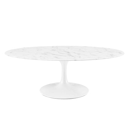 Lippa 48" Oval Faux Marble Coffee Table by Furniture For America