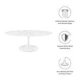 Lumen 48" Oval Faux Marble Coffee Table in White