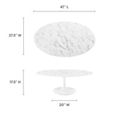 Lumen 48" Oval Faux Marble Coffee Table in White