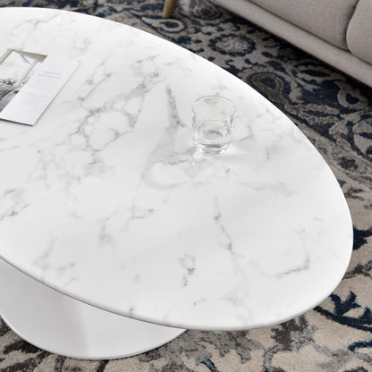 Lippa 48" Oval Faux Marble Coffee Table by Furniture For America