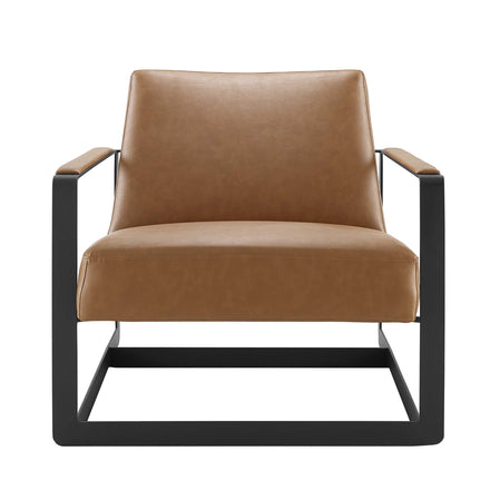 Seg Vegan Leather Accent Chair in Tan