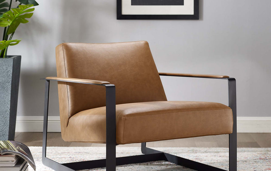 Skibbereen Vegan Leather Accent Chair in Tan