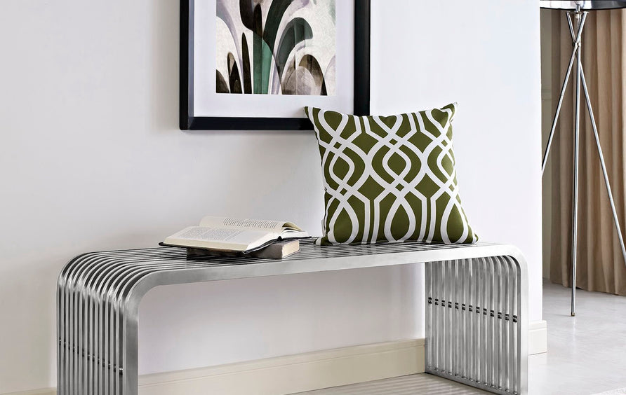 Brisa 47" Stainless Steel Bench in Silver