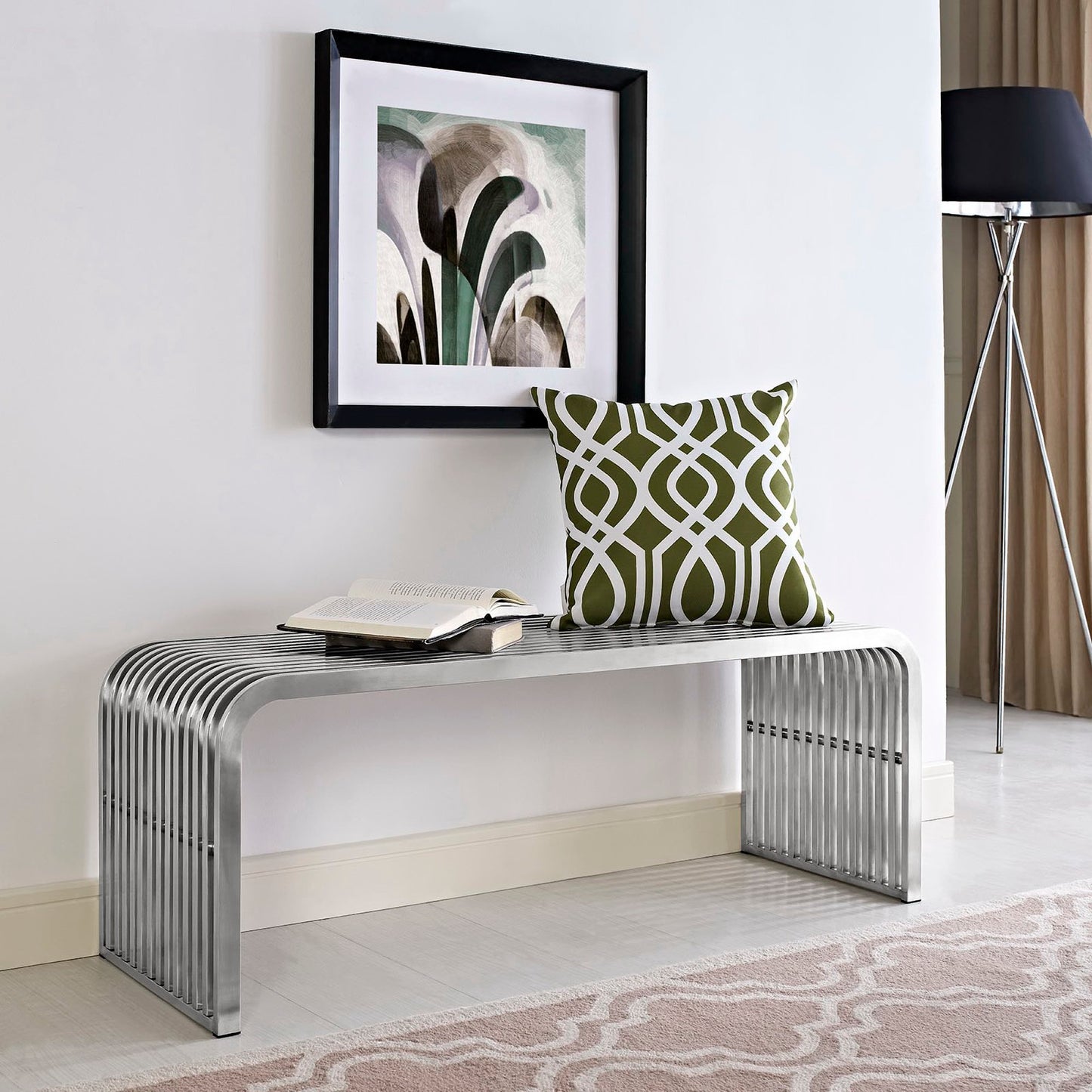 Pipe 47" Stainless Steel Bench by Furniture For America