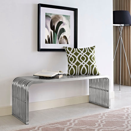 Pipe 47" Stainless Steel Bench in Silver