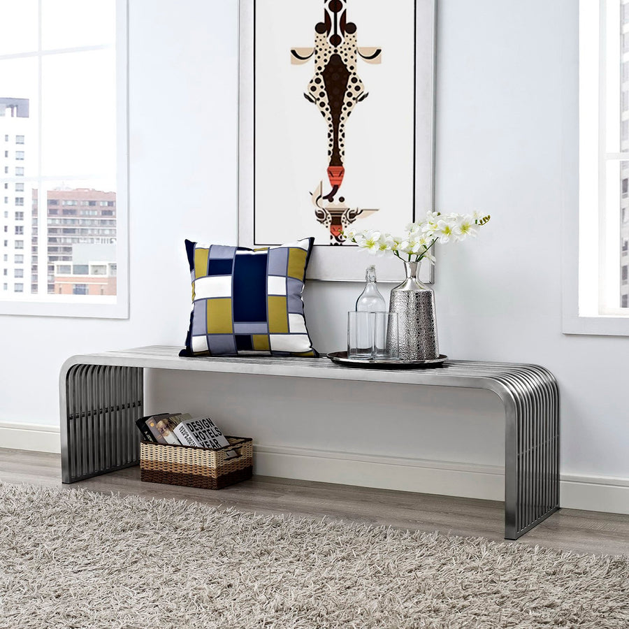 Brisa 60" Stainless Steel Bench in Silver