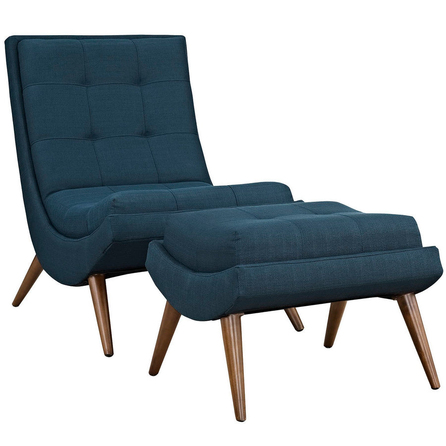 Kenmare Upholstered Fabric Lounge Chair Set in Azure