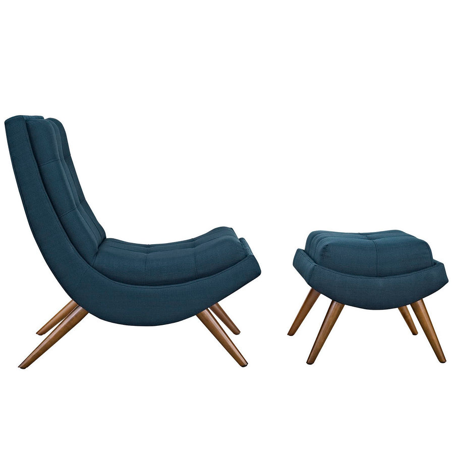 Kenmare Upholstered Fabric Lounge Chair Set in Azure