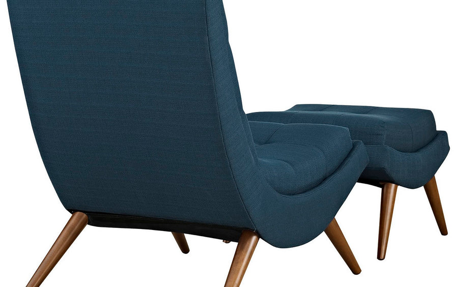 Kenmare Upholstered Fabric Lounge Chair Set in Azure