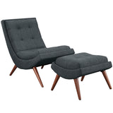 Kenmare Upholstered Fabric Lounge Chair Set in Gray