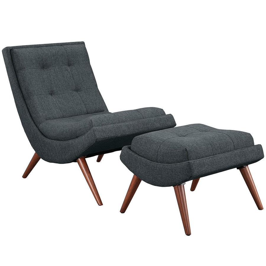 Kenmare Upholstered Fabric Lounge Chair Set in Gray
